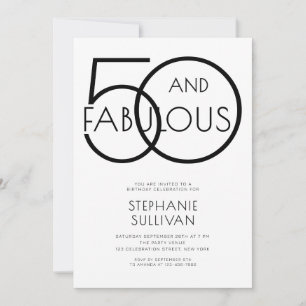 Minimal Fifty und Fabulous 50. Geburtstagsfeier Einladung