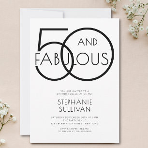 Minimal Fifty und Fabulous 50. Geburtstagsfeier Einladung