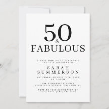 Minimal Fifty und Fabulous 50. Geburtstagsfeier