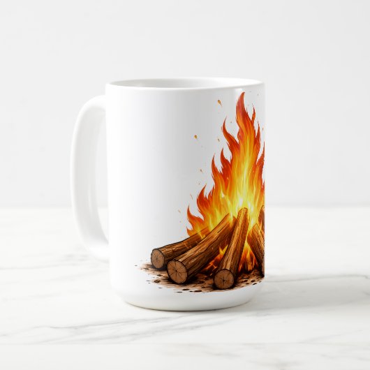 Minimal Fire Illustration Kaffeetasse (Vorderseite Links)