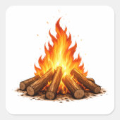 Minimal Fire Illustration  Quadratischer Aufkleber (Vorderseite)