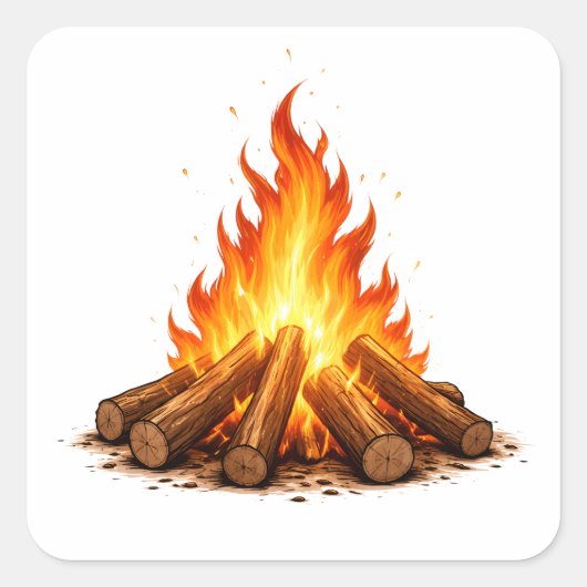 Minimal Fire Illustration Quadratischer Aufkleber (Vorderseite)