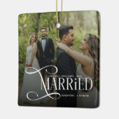 Minimal First Christmas Married Couples 2 Photos Keramikornament (Links)