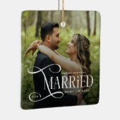 Minimal First Christmas Married Couples 2 Photos Keramikornament (Rechts)