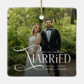 Minimal First Christmas Married Couples 2 Photos Keramikornament (Rückseite)