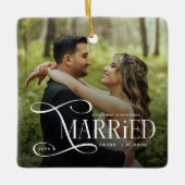 Minimal First Christmas Married Couples 2 Photos Keramikornament (Vorderseite)