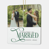 Minimal First Christmas Married Couples 2 Photos Keramikornament (Links)