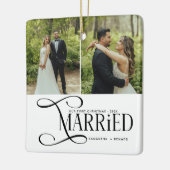 Minimal First Christmas Married Couples 2 Photos Keramikornament (Links)