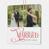 Minimal First Christmas Married Couples 2 Photos Keramikornament (Links)