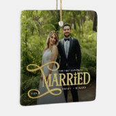 Minimal First Christmas Married Couples 2 Photos Keramikornament (Rechts)