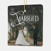 Minimal First Christmas Married Couples Photo  Keramikornament (Links)