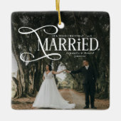 Minimal First Christmas Married Couples Photo  Keramikornament (Vorderseite)