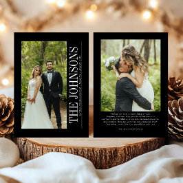 Minimal First Christmas Verheiratet Foto Newlyweds Feiertagskarte