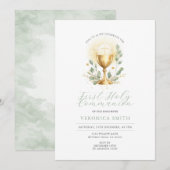 Minimal First Holy Communion Gold Chalice Cross Einladung (Vorne/Hinten)