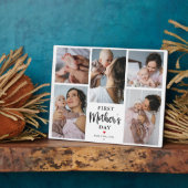 Minimal First Mother's Day Foto Collage Keepake Fotoplatte (Seite)