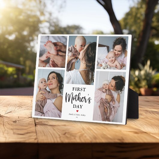 Minimal First Mother's Day Foto Collage Keepake Fotoplatte