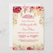 Minimal Floral Baraat Red Muslim Wedding Nikkah Einladung (Vorderseite)