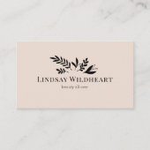 Minimal Floral Beige-Blush Botanical QR Code Visitenkarte (Vorderseite)