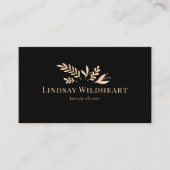 Minimal Floral Black Botanical Beauty QR Code Visitenkarte (Vorderseite)