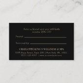 Minimal Floral Black Botanical Empfehlungskarte (Rückseite)