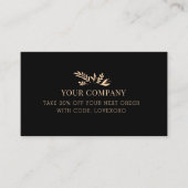Minimal Floral Black Botanical Salon Discount Card Rabattkarte (Vorderseite)