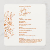 Minimal Floral Botani Burnt Orange Wedding Programm (Vorderseite)