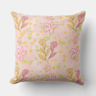 Minimal floral doodle pattern -pastel colour art  kissen