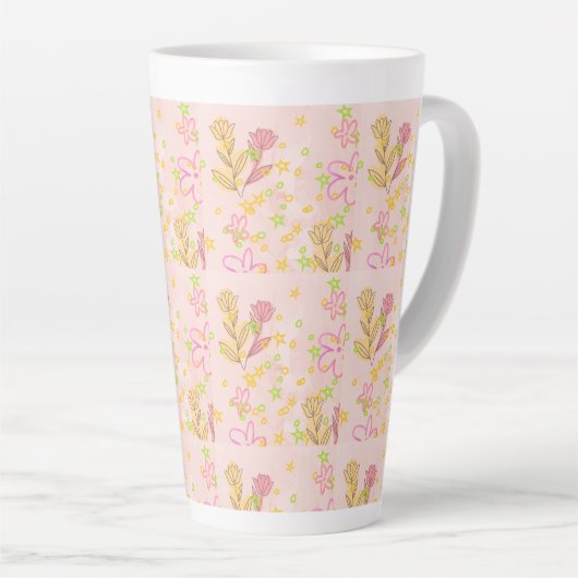 Minimal floral doodle pattern -pastel colour art milchtasse (Rechte Ecke)