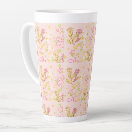 Minimal floral doodle pattern -pastel colour art milchtasse (Linke Ecke)