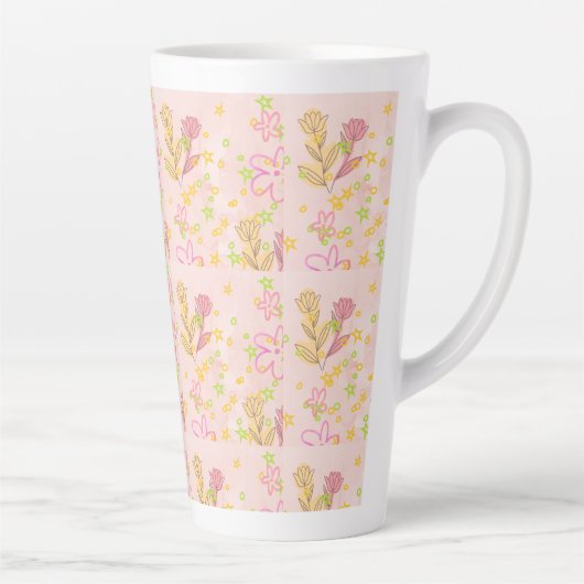 Minimal floral doodle pattern -pastel colour art milchtasse (Rechts)