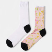 Minimal floral doodle pattern -pastel colour art socken (Linkes Detail)