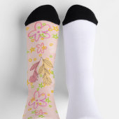 Minimal floral doodle pattern -pastel colour art socken (Oben)