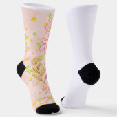 Minimal floral doodle pattern -pastel colour art socken (Gewinkelt)