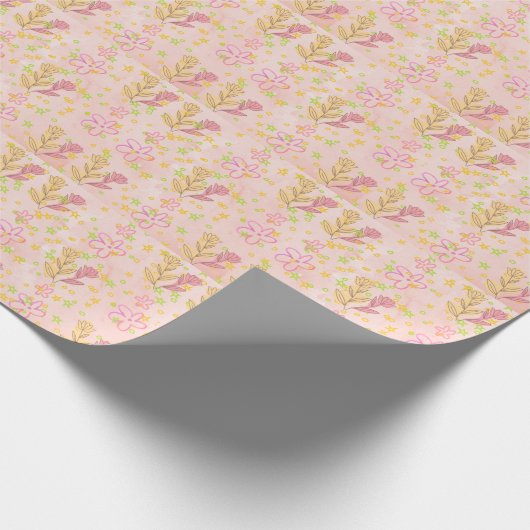 Minimal Floral Doodle Pattern –Pastel Pink pattern Geschenkpapier (Ecke)