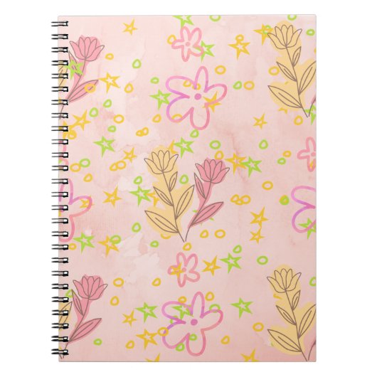 Minimal Floral Doodle Pattern –Pastel Pink pattern Notizblock (Vorderseite)
