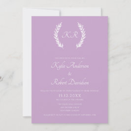 Minimal floral Elegant Monogram Lavender Wedding Einladung