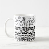 Minimal Floral Folk Pattern Mug – Boho Line Art Kaffeetasse (Links)