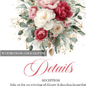 Minimal Floral Gold Accent Wedding Details Begleitkarte