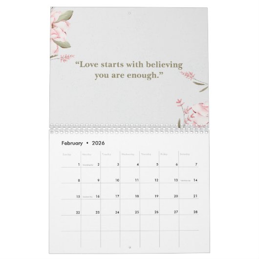 Minimal Floral Quote Calendar Kalender (Feb 2026)