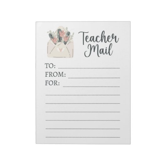 Minimal Floral Teacher Mail Notizblock (Rotiert)