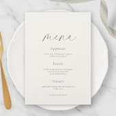 Minimal Floral Wedding Menu with Botanical Back Einladung