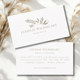 Minimal Floral White Botanical Beauty Visitenkarte