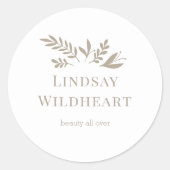 Minimal Floral White Botanical Runder Aufkleber (Vorderseite)