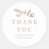 Minimal Floral White Botanical THANK YOU Runder Aufkleber (Vorderseite)