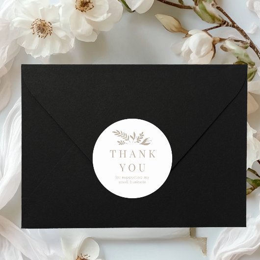 Minimal Floral White Botanical THANK YOU Runder Aufkleber