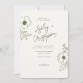 Minimal florale Botanische Moss All-in-One Hochzei Einladung (Vorderseite)