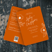 Minimal florale Botanische Orange All-in-One Hochz Einladung