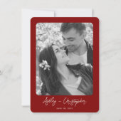 Minimal florale Botanische Ruby Red Foto Hochzeit Save The Date (Vorderseite)
