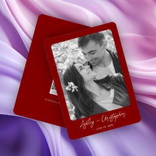 Minimal florale Botanische Ruby Red Foto Hochzeit Save The Date