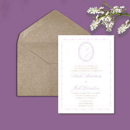 Minimal florale Monogramm des Lavenders Elegant Einladung